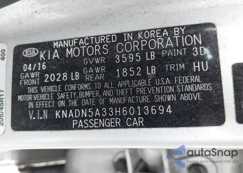 2017 Kia Rio Sx from USA, damaged, VIN KNADN5A33H6013694